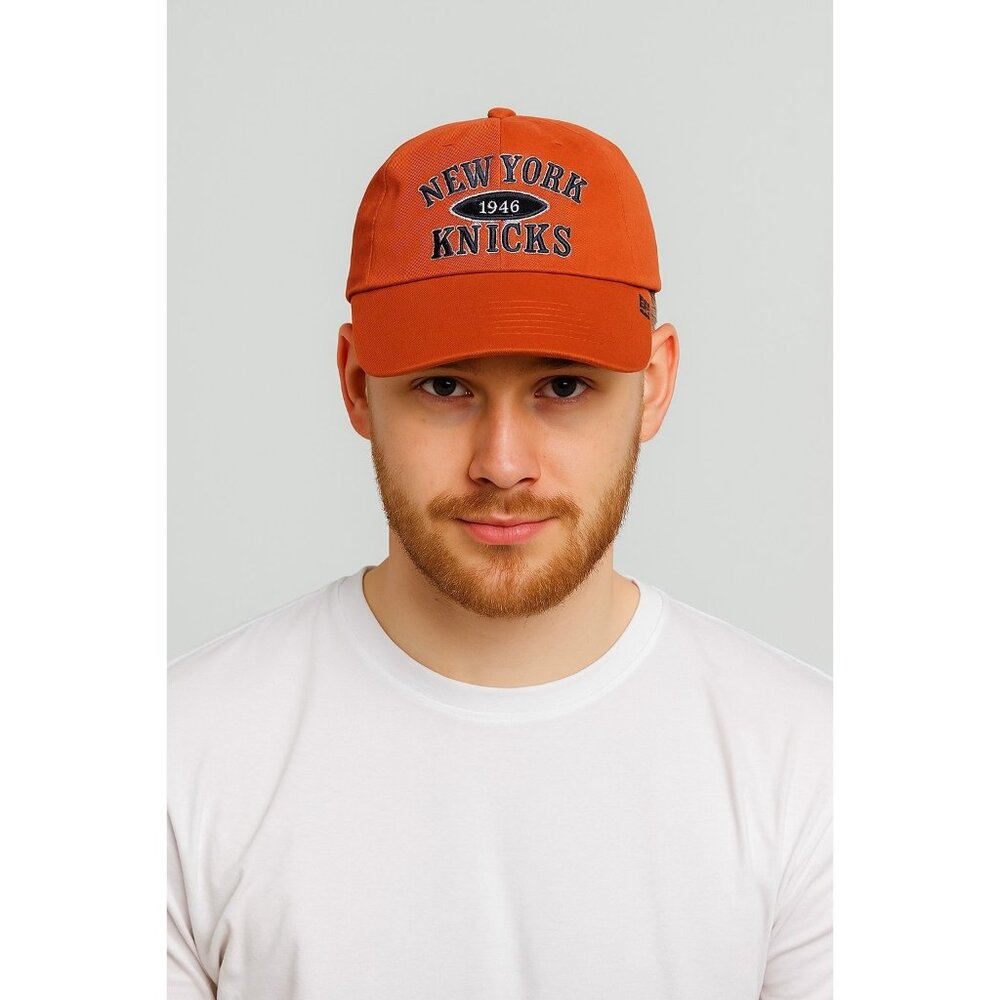 New York Knicks Orange Embroidered Strapback Hat Men's